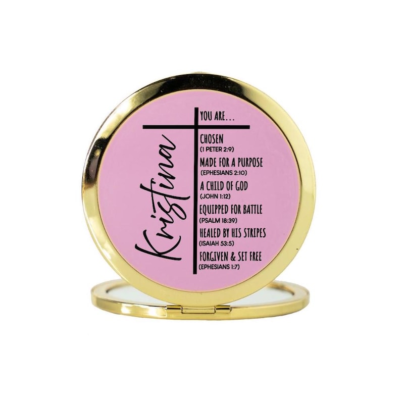 Cadeaux chrétiens personnalisés pour femmes, miroir compact, cadeau religieux, cadeaux de première communion, cadeaux pour femmes de pasteur, cadeaux bibliques pour fille Purple