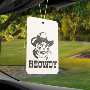 Désodorisant chat miaou, assainisseur d'air drôle de voiture, cadeau drôle d'amant de chat, chat de cowboy, cadeau de propriétaire de chat, assainisseur d'air mignon, cadeau drôle pour elle