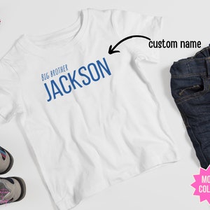 Personalized Big Bro with Name Shirts, Big Brother Kids Name Tshirt, Custom Child&#39;s Name Shirt, Pregnancy Reveal, Pregnancy Announcement