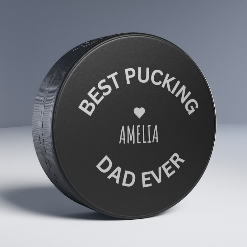 Custom Fathers Day Gift, Hockey Puck, Best Pucking Dad Ever, Funny Dad Gifts, Hockey Lover Dad Gift, Dad Hockey Gifts, Fathers Day Hockey image 3