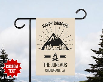 Personalized Camping Flag, Camp Name Sign, Custom Garden Flag, Camper Gift | Custom Campsite Sign, RV Campsite Gift, Happy Campers Sign
