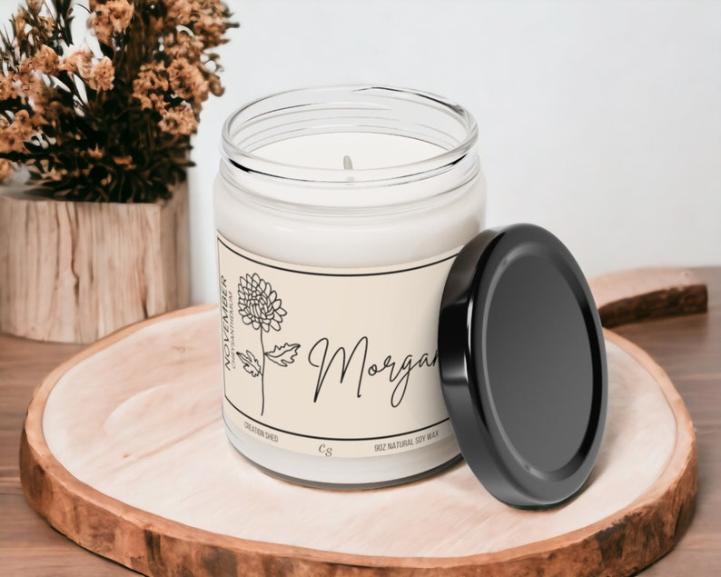 Personalized Birth Flower Candle, Custom Birth Month Gift, Trendy Birthday Gift, Birth Month Flower Gift, Personalized Birthday Gift image 7
