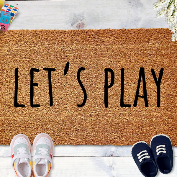 Play House Doormat, Let's Play Welcome Mat, Small Doormat, Kid's Doormat, Small Welcome Mat, Doormat for Kids, Play Room Decor, Play House