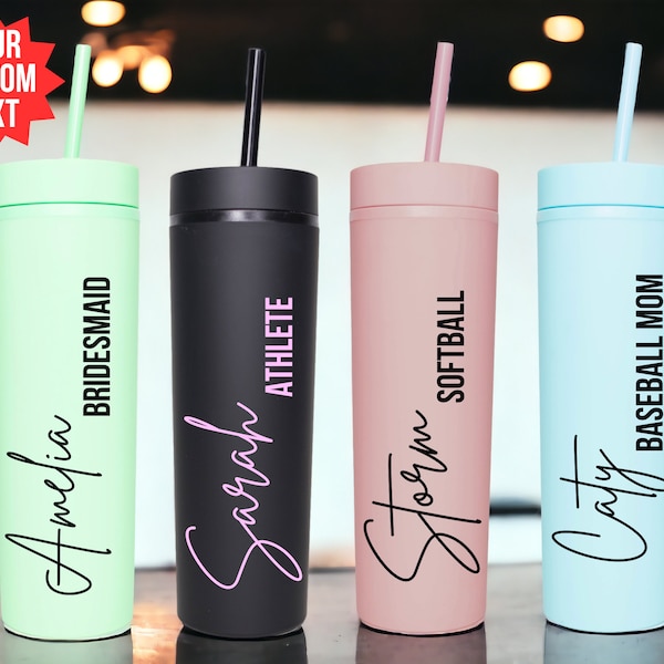 Custom Name Tumbler, Bridesmaids Gifts, Personalized Tumbler, Custom Gifts, Personalized Gifts, Name Cups, with matching lid and straw