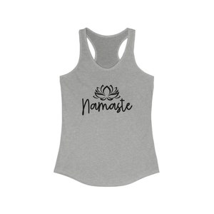 Namaste Tank Top, Womens Racerback Tank Top, Yoga Tank Tops for Women, Yoga Shirt, Positive Shirt, Meditation Gift, Yoga Lover Gift for Her Heather Grey
