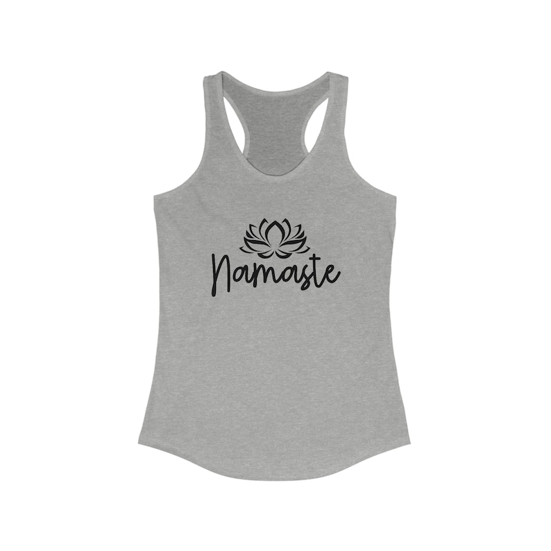 Namaste Tank Top, Womens Racerback Tank Top, Yoga Tank Tops for Women, Yoga Shirt, Positive Shirt, Meditation Gift, Yoga Lover Gift for Her Heather Grey
