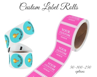 Custom Square or Circle Sticker Label Rolls, 50, 100,250 Label rolls, custom business stickers, for jars, candles and gifts, custom stickers