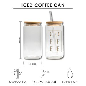 Fall Iced Glass Coffee Cup, Tis The Season, Fall Glass Cup with Lid and Straw, Glass Tumbler, Glass Can, Fall Gifts, Coffee Football Pumpkin image 5