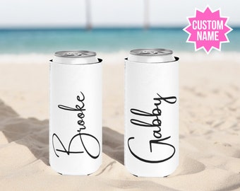 Custom name skinny can cooler, Personalized slim seltzer can cooler, Custom Bridesmaid wedding party gift, Bachelorette Party Gifts