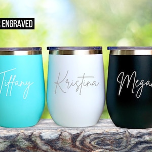 Personalized Tumbler, Bridesmaid Proposal Gift, Wine Tumbler, Coffee Cup, 12oz Stainless Steel Tumbler, Bachelorette, Liquor Cup, Wine Cup