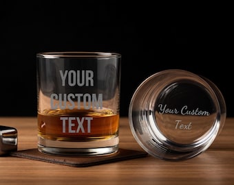 Engraved Personalized Whiskey Glass 11 oz Custom Rocks Glass, Cocktail Bourbon Glass, Groomsmen Proposal Gift, Personalized Cocktail Glass