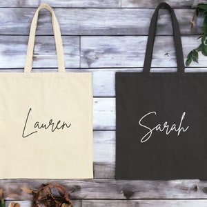 Personalized Script Tote Bag, Wedding Welcome Bag, Bachelorette Party Tote, Custom Bridesmaid Tote, Bridal Party Bag, Bridesmaid Gifts