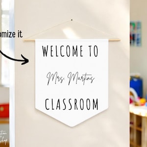 Personalized Teacher Doorhanger, Custom Teacher Sign, Boho Teacher Class Room Banner, Teacher Name Sign, Teacher Gifts, Welcome Sign