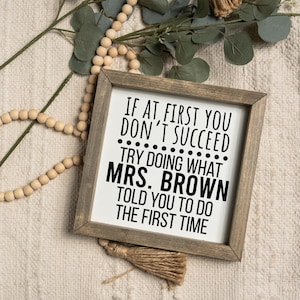 Funny Teacher Classroom Sign, Personalized Gift for Teacher, Classroom Decor, Teacher Gift Ideas, Math Teacher, Teacher Appreciation Gift Light Grey