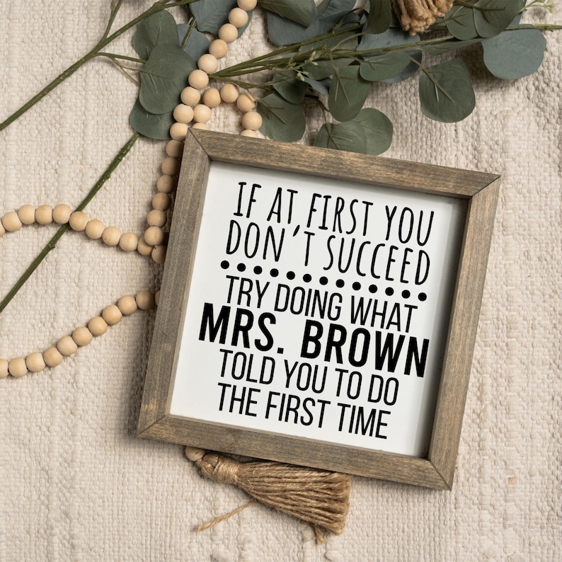 Funny Teacher Classroom Sign, Personalized Gift for Teacher, Classroom Decor, Teacher Gift Ideas, Math Teacher, Teacher Appreciation Gift Light Grey