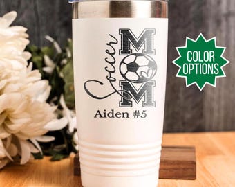 Personalized Soccer Mom Tumbler, Engraved Tumbler, Soccer Mom, Soccer Gifts, Soccer Tumblers, Gift for Soccer Mom with Kids Name and Number