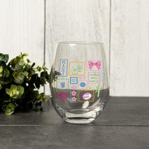 Mahjong Stemless Wine Glass, Mahjong Gifts, Mahj Player Gift, Mahj Party Glasses, Mahj Wine Glass image 3