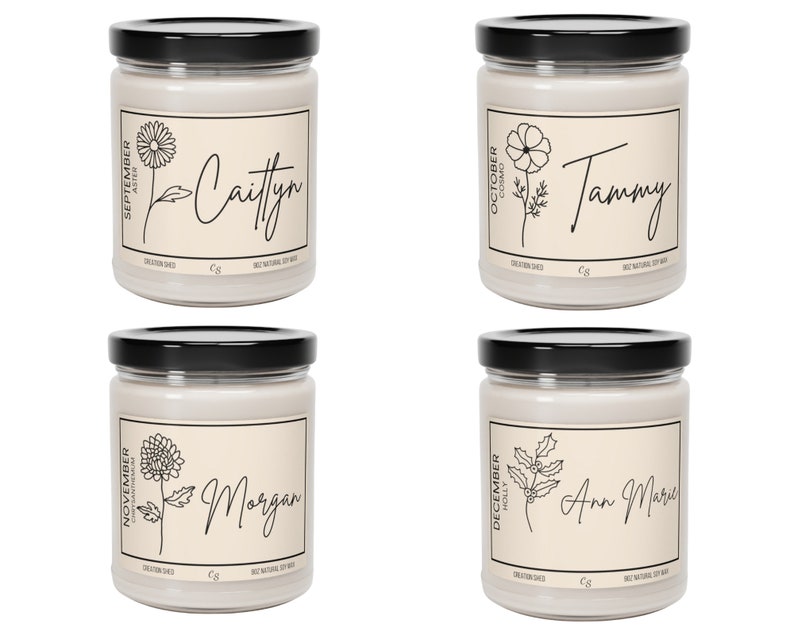 Personalized Birth Flower Candle, Custom Birth Month Gift, Trendy Birthday Gift, Birth Month Flower Gift, Personalized Birthday Gift image 6
