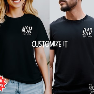 Personalized Mama and Dad Shirts, New Dad Shirt, Gift for New Mom, Pregnancy Announcement Shirt, Gift For Mom and Dad, Mothers and dad shirt