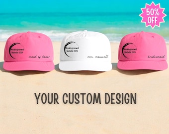 Bridesmaid baseball hat- bridal party baseball cap trucker hat bachelorette party favors- squad bride tribe personalized custom logo hat