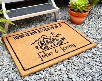 Personalized Camping Doormat, Custom RV Doormat, Welcome Mat for Campsite, Camping Gifts, RV Doormat, RV Gifts, Caravan Doormat,Camper Gifts