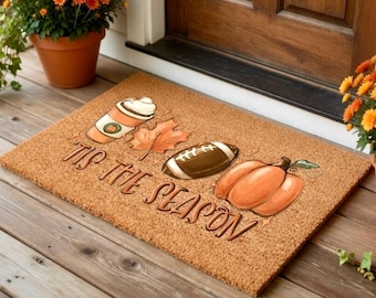 Fall Doormat, Tis The Season Doormat, Fall Decor, Football, Fall Coffee Pumpkin Spice, Autumn Decor, Autumn Door Mat for Fall Decorations