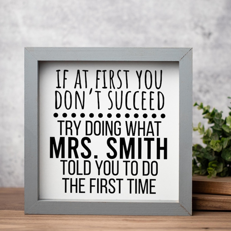 Funny Teacher Classroom Sign, Personalized Gift for Teacher, Classroom Decor, Teacher Gift Ideas, Math Teacher, Teacher Appreciation Gift Grey