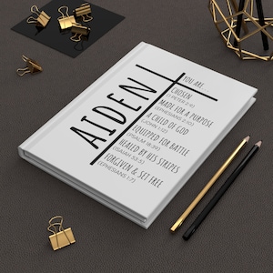 Personalized Christian Journal For Men or Women Religious Gift Custom Unique Gift Idea for Friend Sympathy Birthday Gift for Son Bible Verse