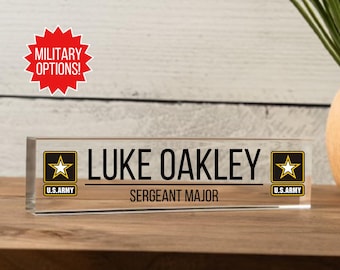 Army Gifts, Army Desk Name Plate, Desk Decor, Military Gifts, Acrylic Desk Block, Desk Sign, Graduation Gift for Army Gift Idea