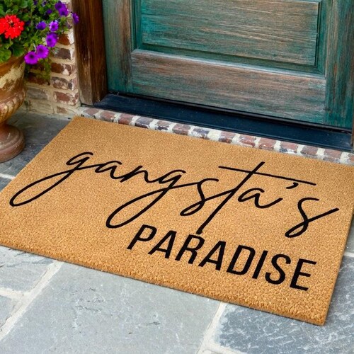 Felpudo Gangsta's Paradise, Felpudo divertido, Regalo de inauguración de casa, Felpudo de bienvenida divertido, Regalo divertido, Felpudo de rapero, Felpudo gracioso, Regalo de boda