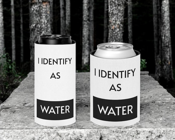 Funny Can Cooler I Identify As A Water, Stocking Stuffers for Men, Beer Can Holder, Funny Gift for Husband for Wife, Gag Gifts for Friends