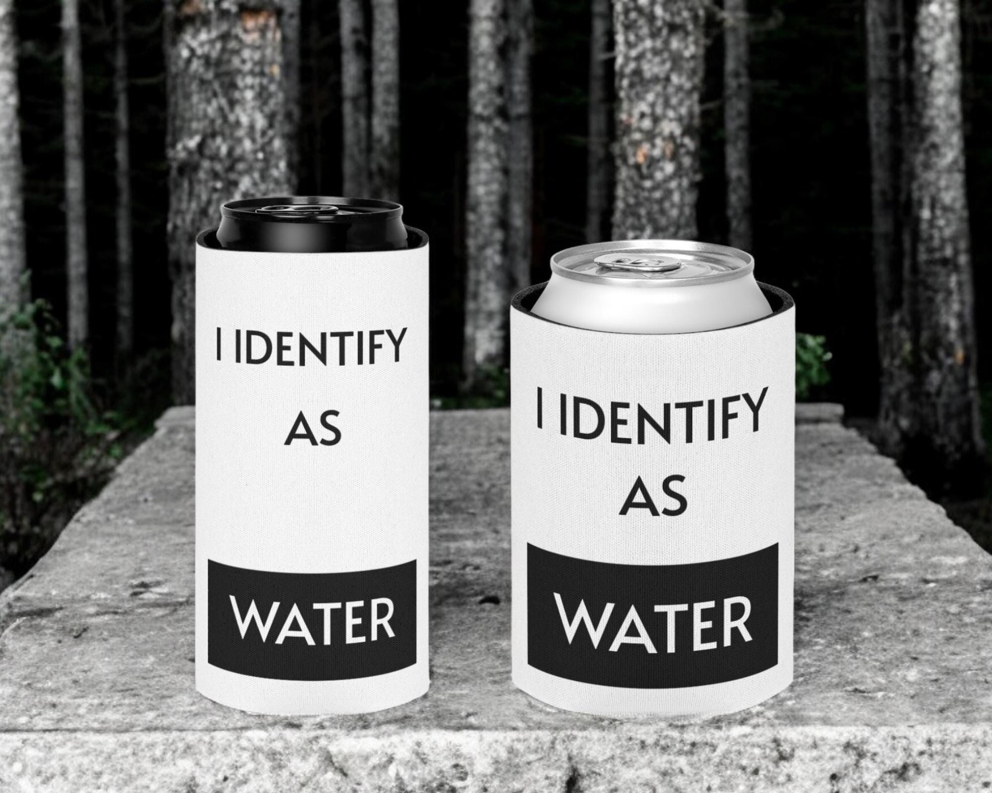 Funny Can Cooler I Identify As A Water, Stocking Stuffers for Men, Beer Can Holder, Funny Gift for Husband for Wife, Gag Gifts for Friends