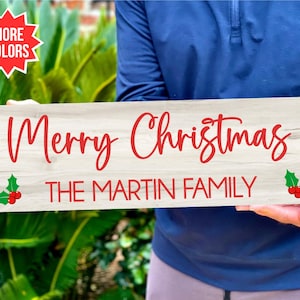 Personalized Christmas sign, merry Christmas sign, family name sign, Christmas decor, farmhouse Christmas, gift for family, gift for mom