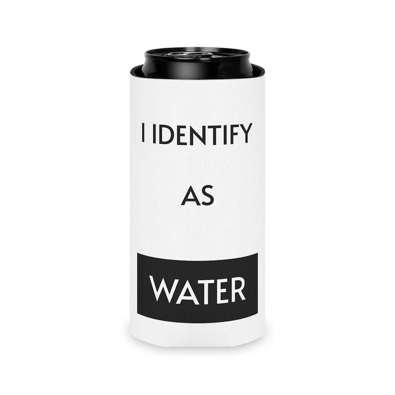Funny Can Cooler I Identify As A Water, Stocking Stuffers for Men, Beer Can Holder, Funny Gift for Husband for Wife, Gag Gifts for Friends Slim Can