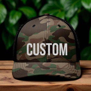 Custom Embroidered Camo Hat, Camouflage Trucker Hat Custom, Custom Trucker Hat, Hunter Hat, Hat for Hiking, Hat for Men, Camo Trucker Hat