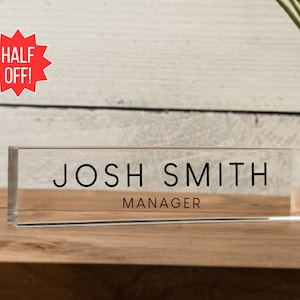 Personalized Acrylic Name Block , Minimal Executive Desk CEO Sign, Job Office Decor, Acrylic Desk Name Plate, Graduation, Promotion Gift