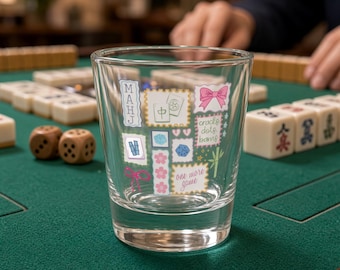 Mahjong Shot Glass, Shot Glass for game night, Mahjong Host Gift, Mahjong teacher gift, for Mahjong Gamers, Mahj game, Mahjong Glass