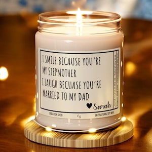 Personalized Stepmom Candle Step Mom Gifts Stepmother Candle Gifts for Step-Mom Present for Stepparent Mother&#39;s Day Funny Gift for Stepmom