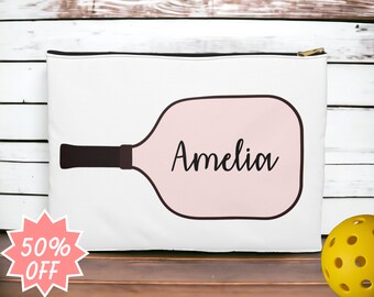 Custom Pickleball Bag for her, Personalized Pickleball Make Up Bag, Custom Pickleball Toiletry Bag, Pickleball Gift Ideas, Accessory Pouch