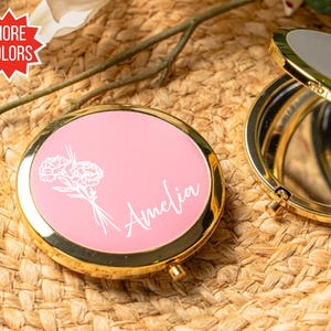 Compact Mirror Personalized Gift for her, Bridesmaid Proposal, Pocket Mirror, Bridesmaid Gifts, Custom Mirror Gift for Women Mothers Day