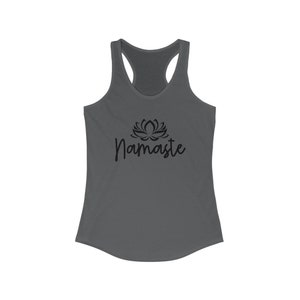 Namaste Tank Top, Womens Racerback Tank Top, Yoga Tank Tops for Women, Yoga Shirt, Positive Shirt, Meditation Gift, Yoga Lover Gift for Her Solid Dark Gray