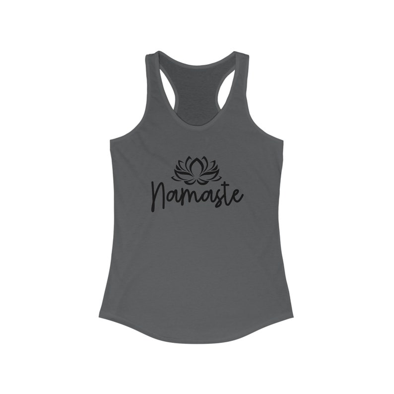 Namaste Tank Top, Womens Racerback Tank Top, Yoga Tank Tops for Women, Yoga Shirt, Positive Shirt, Meditation Gift, Yoga Lover Gift for Her Solid Dark Gray