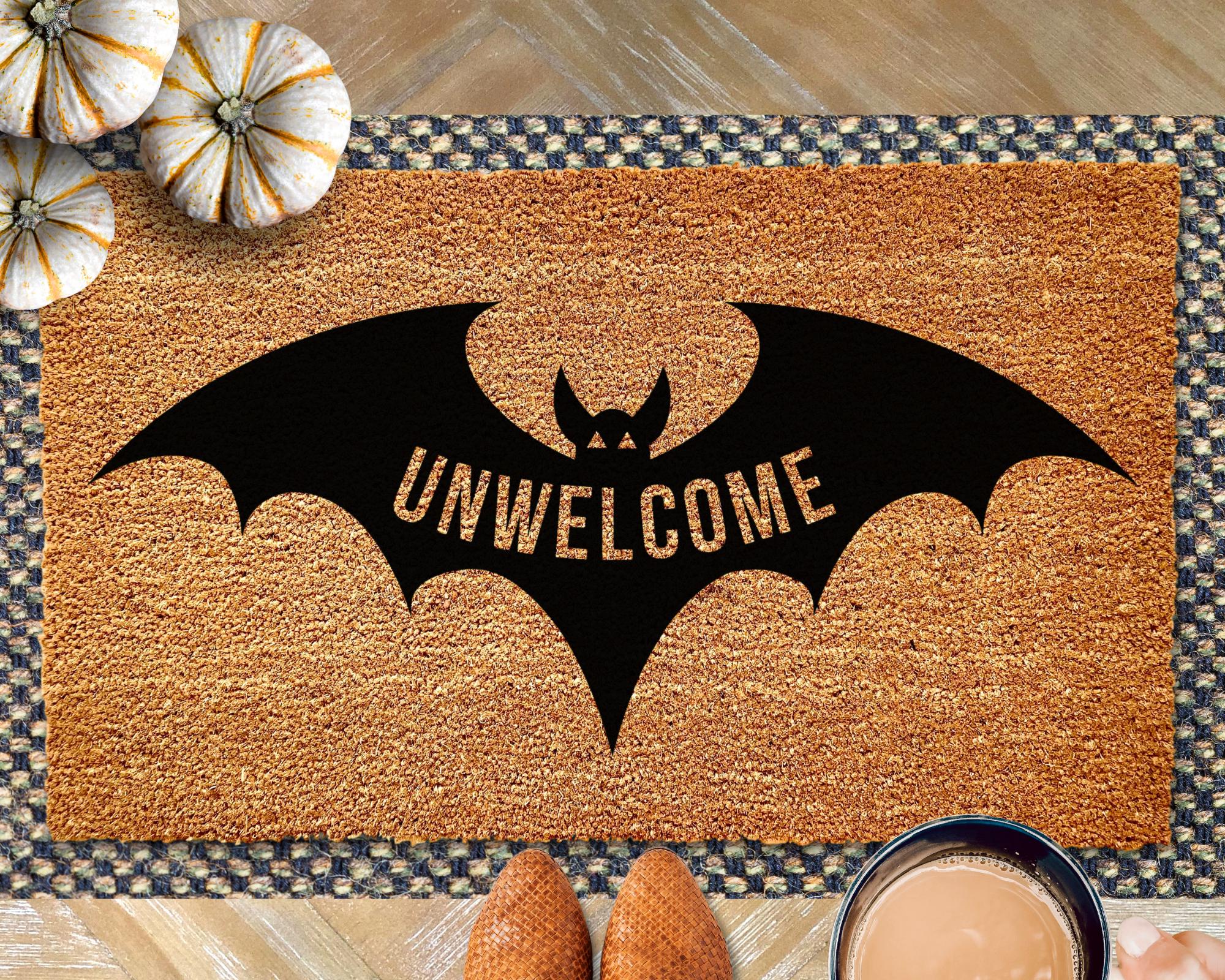 Unwelcome Bat Halloween Doormat for Halloween Door Mat Funny