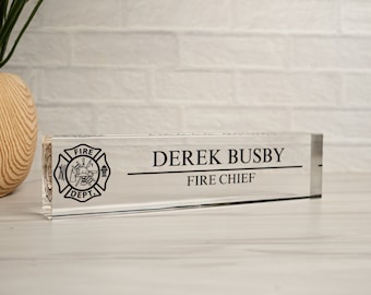 Fireman Desk Name Plate, Fireman Gift, Fire Fighter Gifts, Fire Chief Gift, Fireman Decor, Fire Academy Graduation Gift, Firefighter Gift