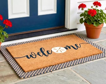 Beach Welcome Doormat Outdoor Summer Doormat Sand Dollar Decor Beach House Sign Beach House Decor Beach House Gift Summer Welcome Mat