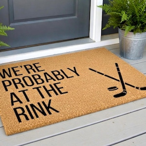 Probably At The Rink Doormat, Hockey Doormat, Hockey Decor, Hockey Family Gifts, Hockey Decorations, Welcome Mat, Hockey Gifts, Hockey Lover image 1