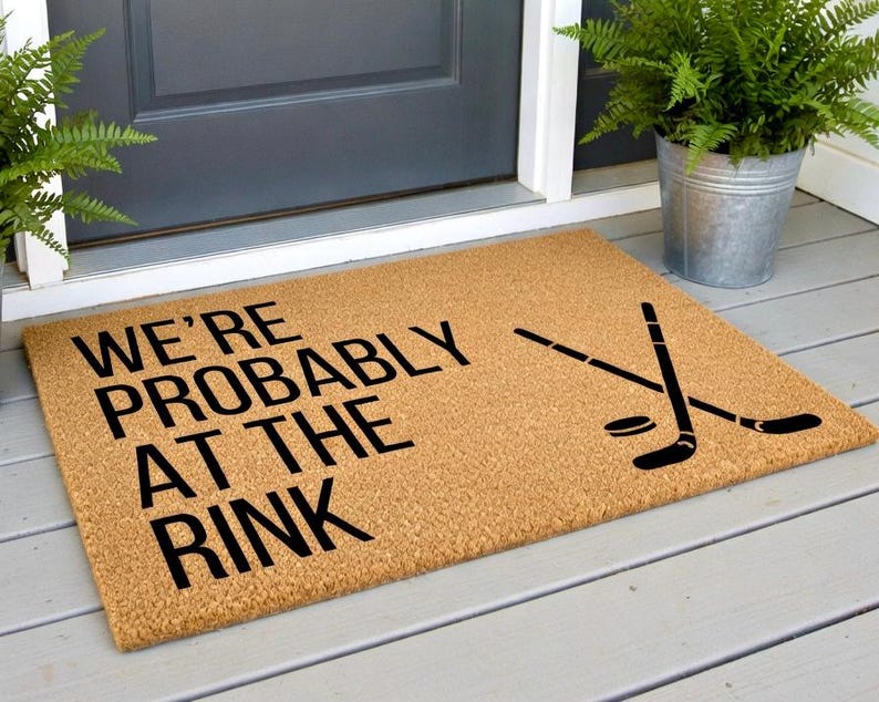 Probably At The Rink Doormat, Hockey Doormat, Hockey Decor, Hockey Family Gifts, Hockey Decorations, Welcome Mat, Hockey Gifts, Hockey Lover image 1