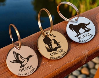Personalized Hunting Dog ID Tag, Duck Hunting Tag, Duck Dog Tag, Duck Hunter Gift, Hunting Dog, Retriever, Mallard, Engraved Dog Name Tags