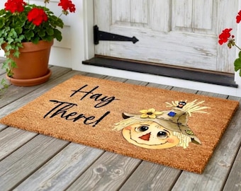Hay There Doormat Fall Welcome Mat Scarecrow Fall Decor Halloween Doormat Halloween Door Mat Fall Porch Decor Autumn Welcome Mat Cute Trendy