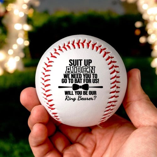 Personalized Suit Up Baseball for Ring Bearer Proposal Ball Ring Bearer Gifts Personalized Ring Bearer Baseball for Ring Bearer